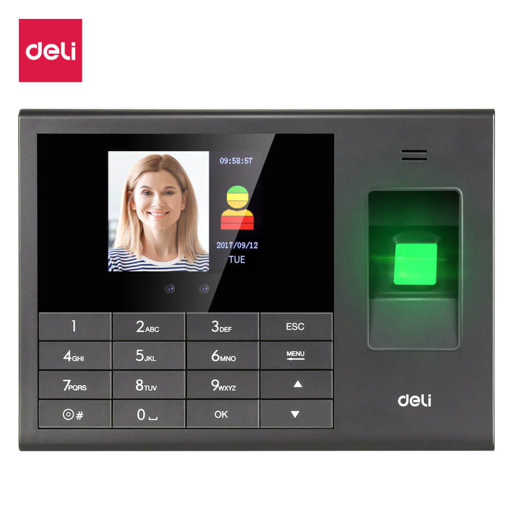 เครื่องสแกนใบหน้าและสแกนลายนิ้วมือ DELI E3765-BK-01 สีดำ